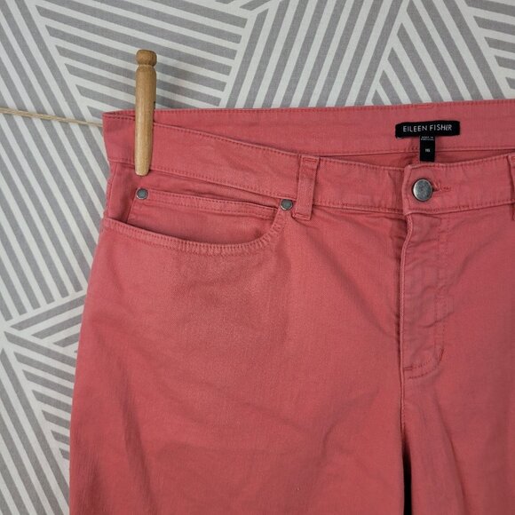 Eileen Fisher Jeans 16 Womens Pink Organic Cotton High Rise Stretch Slim Leg - Picture 2 of 5